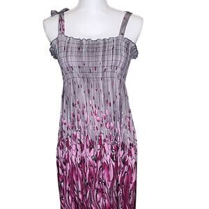 Beautiful fun knee length women's Dress purple stretch floral